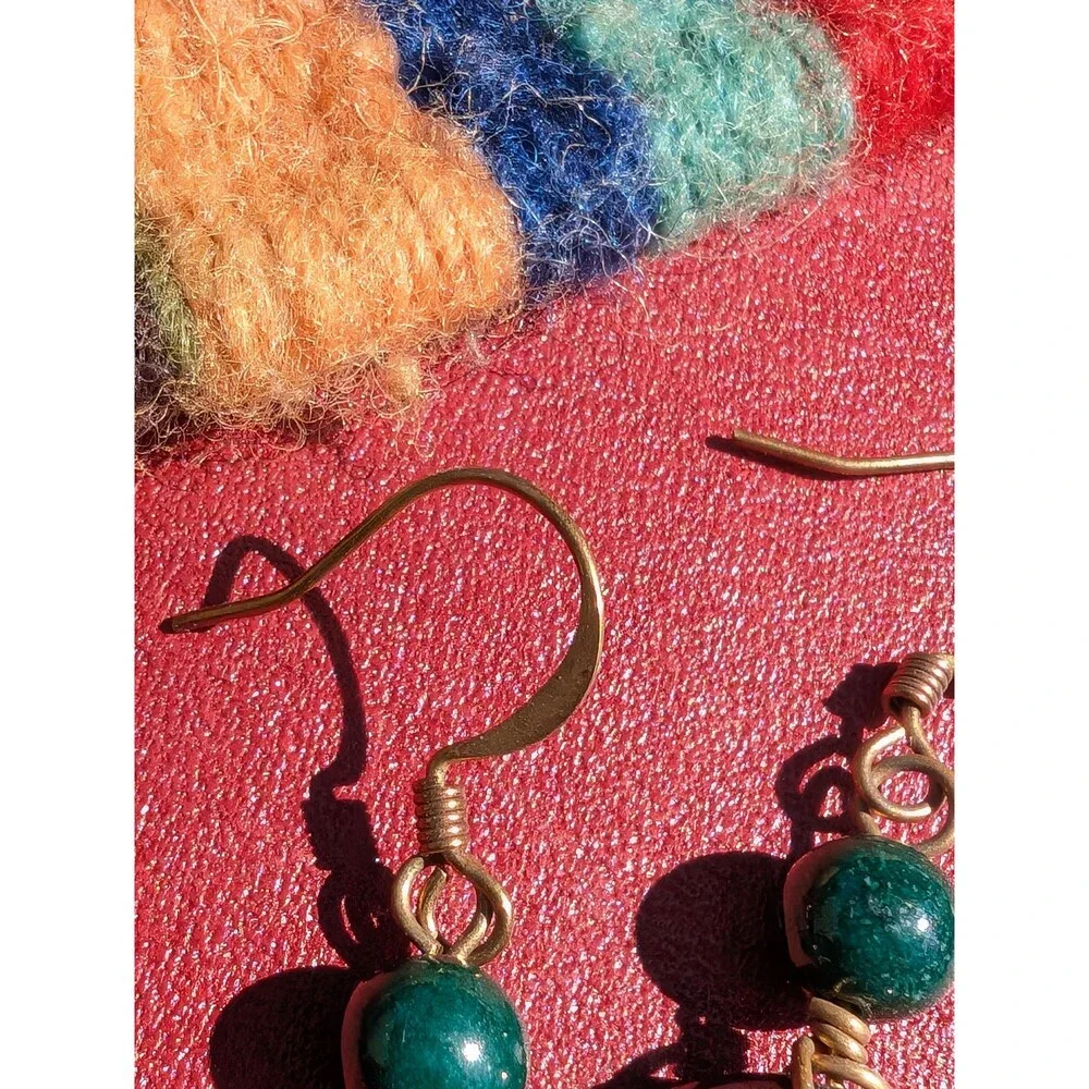 Vintage Hematite Bear Earrings; Southwestern Dangle Earrings